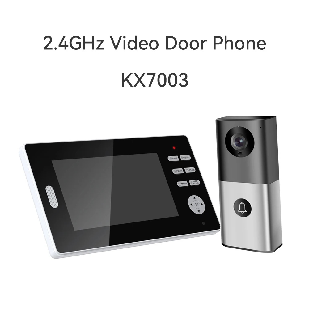 7Inch IPS Screen 2.4Ghz Wire-Free Wireless Video Door Phone IR Night Vision Visual Intercom Doorbell Access Control System