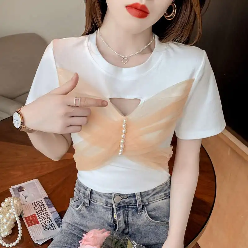 

Summer New Women's round Ne Me T-irt ortsved ort Sve Cotton 00% Pure Color Casual Comfortable T-irt