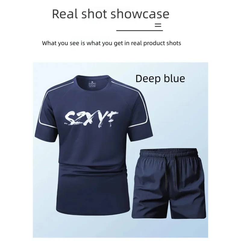 

Мужской компрессионный спортивный костюм: футболка с коротким рукавом и шорты для тренировок, комплект из 2 предметов, спортивный костюм для фитнеса и бега 2 в 1