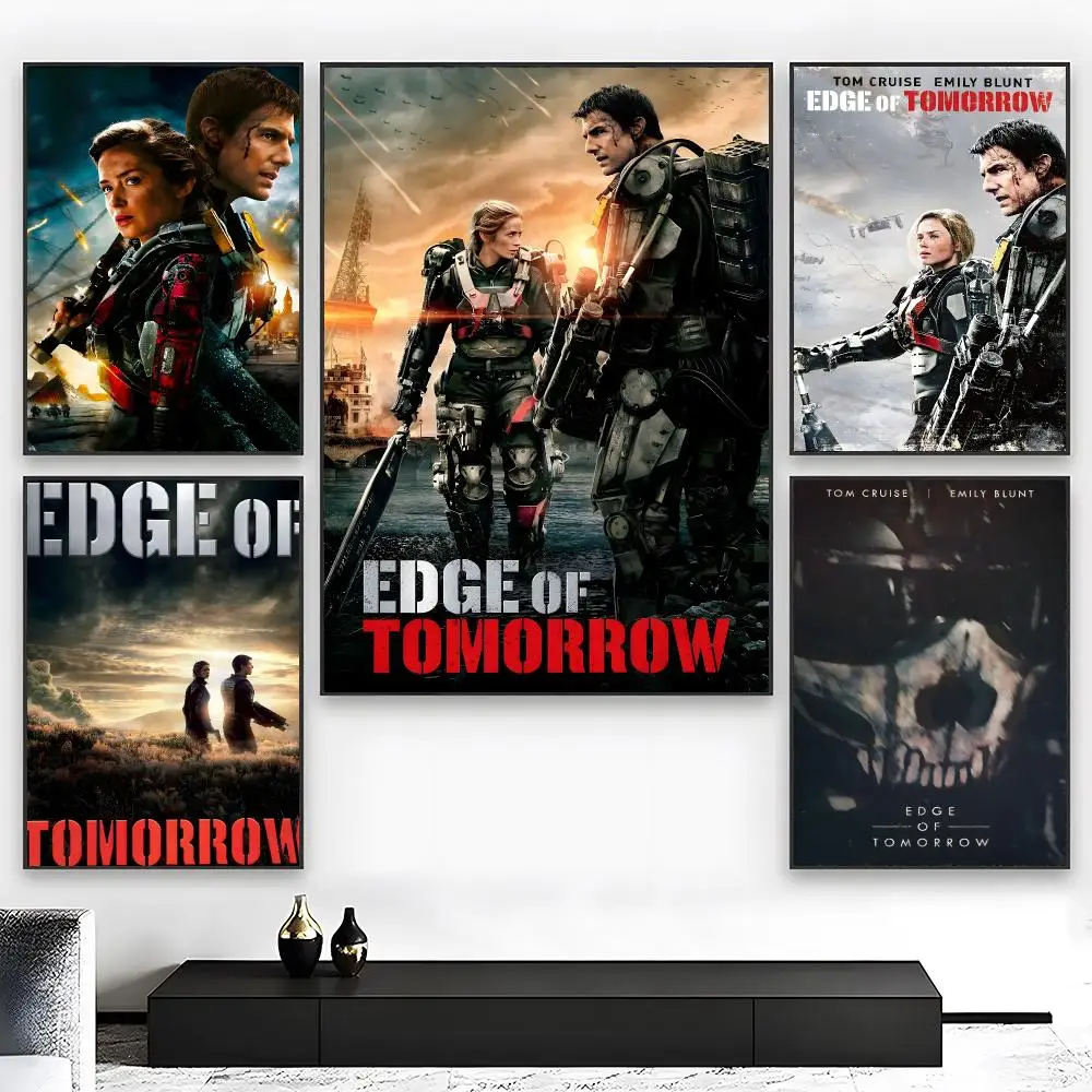Sci Fi Action Movie E-Edge of Tomorrow Poster  High-definition Art Sticker Self Adhesive Waterproof Home Decoration