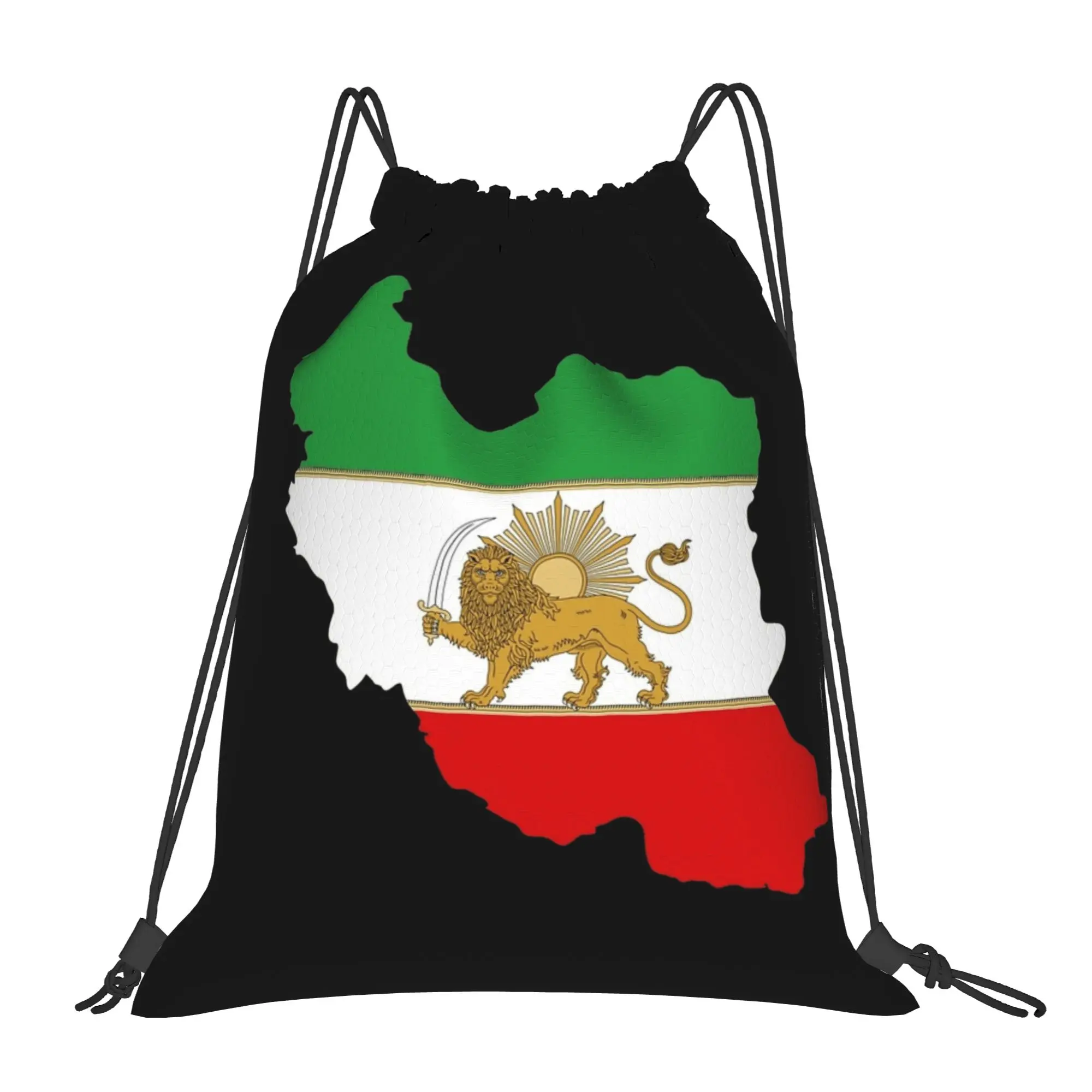 Mochila con cordón con símbolo persa Shir o Khorshid de Irán, mochila deportiva para gimnasio, bolsa con cordón resistente al agua para hacer ejercicio