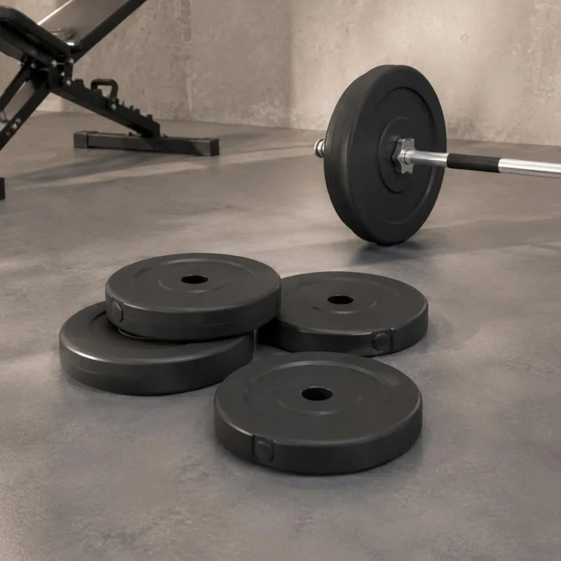 Disques de poids en béton à support stable, ensemble de 4 pièces de 30 kg pour bases d'équipements de garage et d'atelier, contribue à réduire le déplacement des charges pour un espace plus organisé