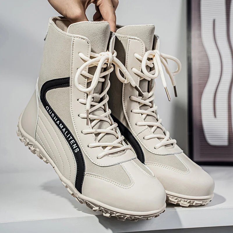 

Мужские тактические мотоциклетные ботинки с высоким берцем из дышащей кожи и сеткой, повседневная рабочая обувь для пустыни, мужские армейские ботильоны