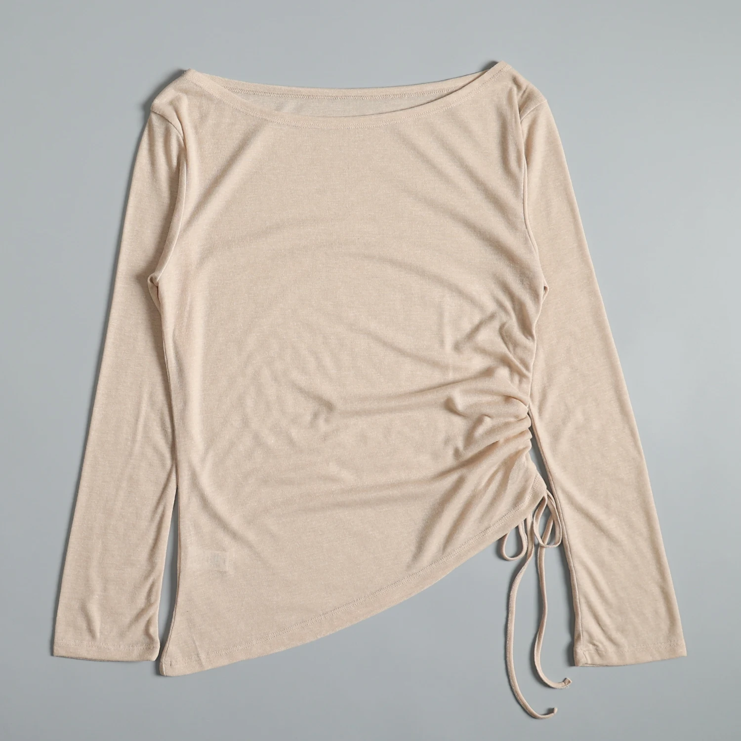 

Sports tops for women 2025 new style Pilates exercise yoga long-sleeved pleated drawstring running fitness cover-up autumn