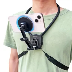 Magnetic POV/Vlog Phone Neck Mount Holder for iPhone 15/14/13/12 Pro Mini/Plus/Pro/Pro Max, Hand Free Chest Stand Video Record