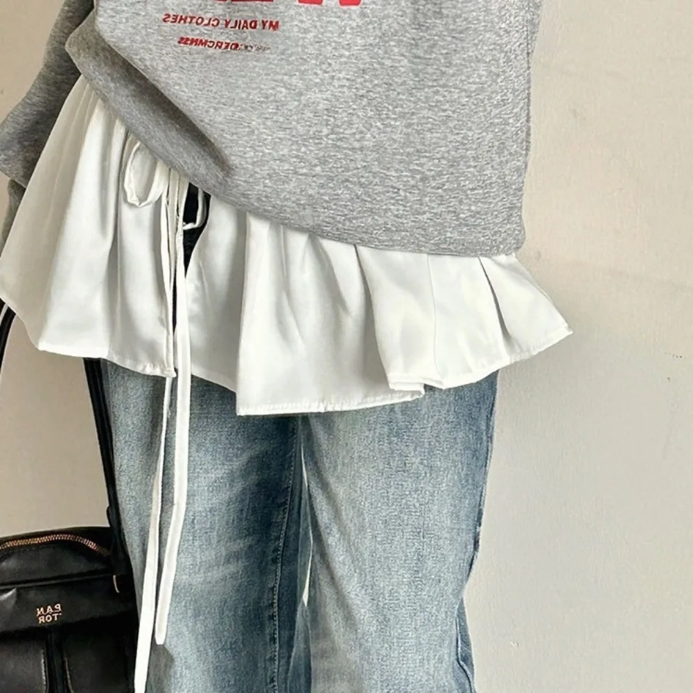 

Hip-hop Layer Outfits Skirt Shirt Extender Sweet Lace Up Hip Scarf Solid Color Y2K Ruffled Edge Waistband Waist Accessories