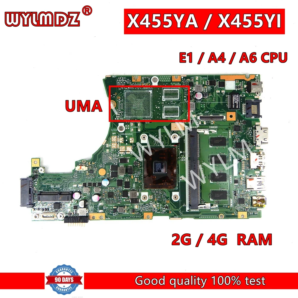 

X455YA X455YI 2G/4G RAM E1/A4/A6CPU Motherboard For Asus X455YA X455YI X455L X455 Laptop Mainboard