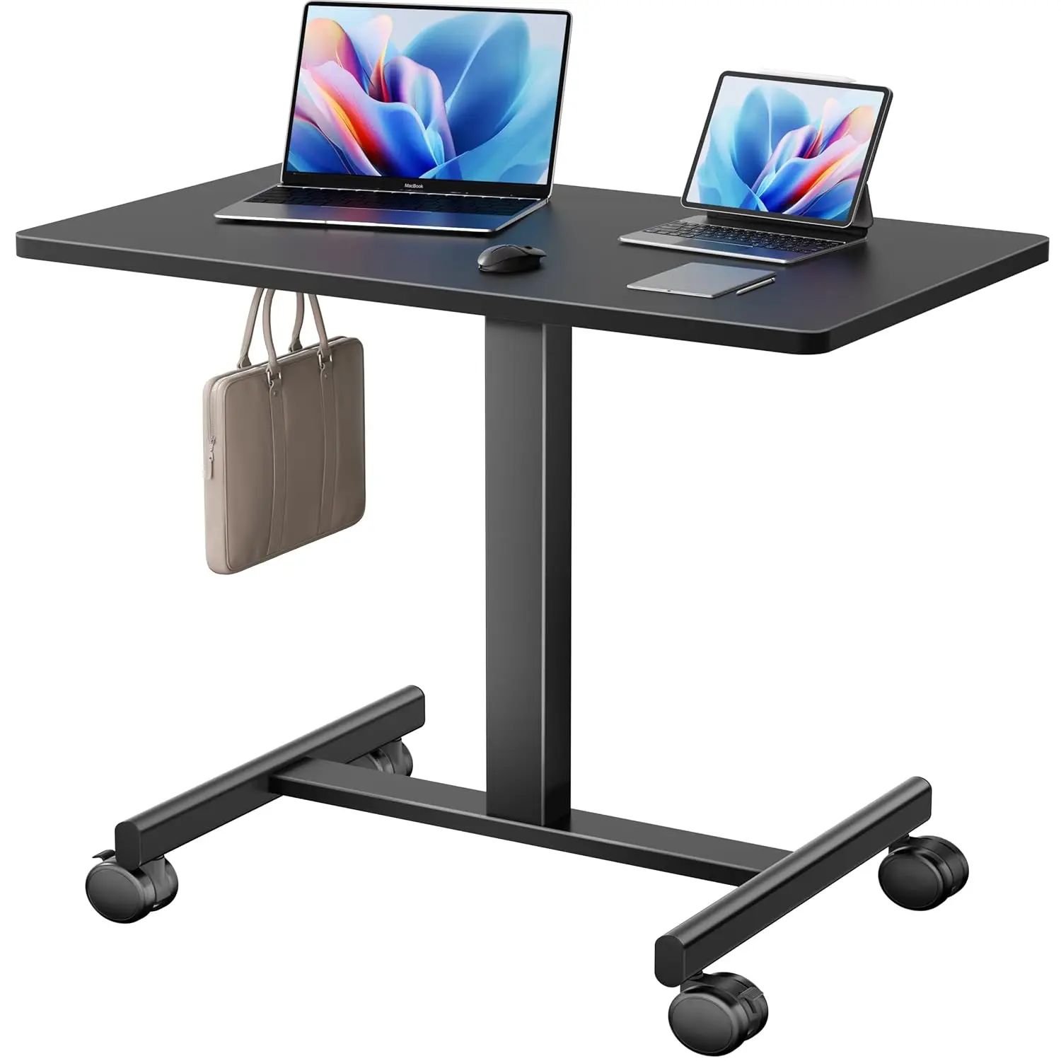 

Mobile Standing Desk, Small Teacher Standing Rolling Desk, Portable Laptop Desk With Lockable Wheels, Computer Workstations, Adj