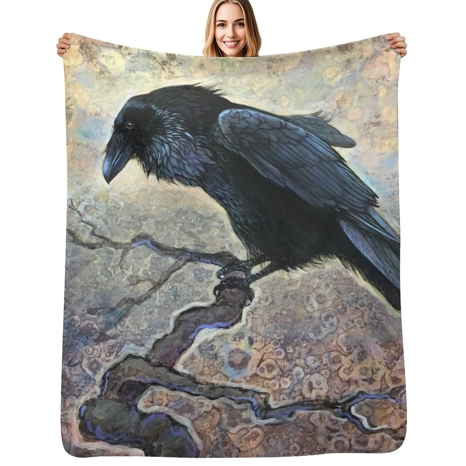 Keeper of Dreams - a Raven Painting Throw Blanket Luxury Brand for sofa Sofa Decorative Throw For Decorative Sofa Plaid Blankets