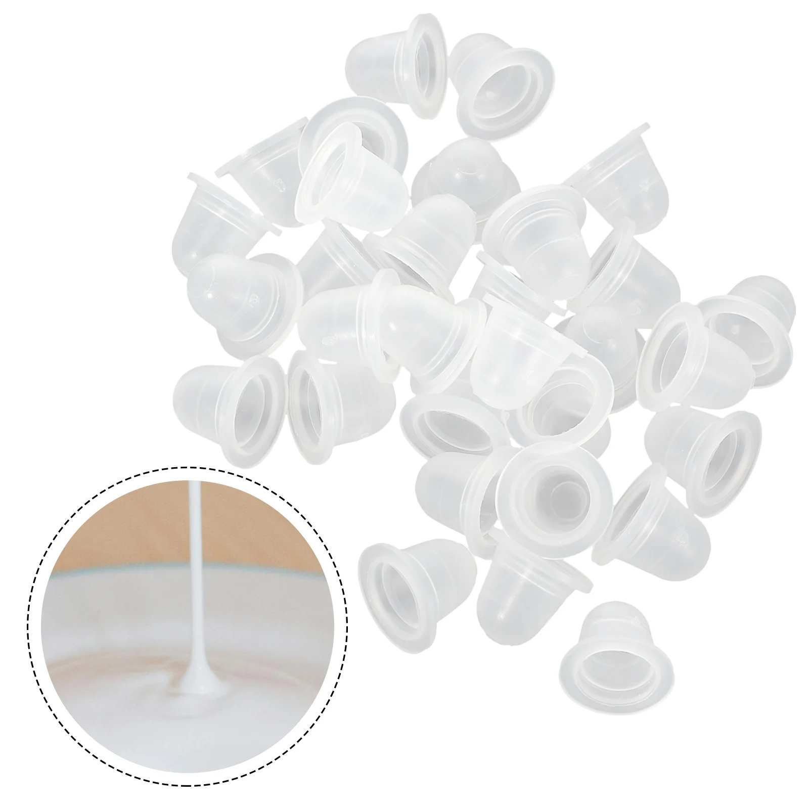

200pcs Pigment Cups Transparent Silicone Ink Containers U Shaped For Tattoo Artists Reusable Ink Kit Supplies Durable Color Caps