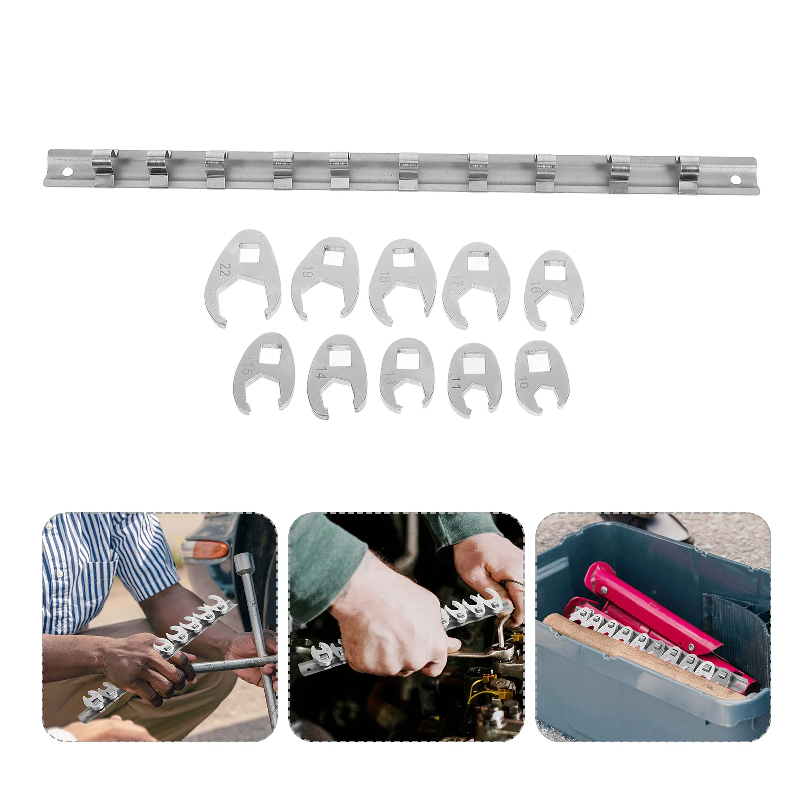 

1Set Drive Metric Crowfoot Wrench Dual Function Quick Head Replacement Horn Durable Carbon Steel Mechanics Wrench