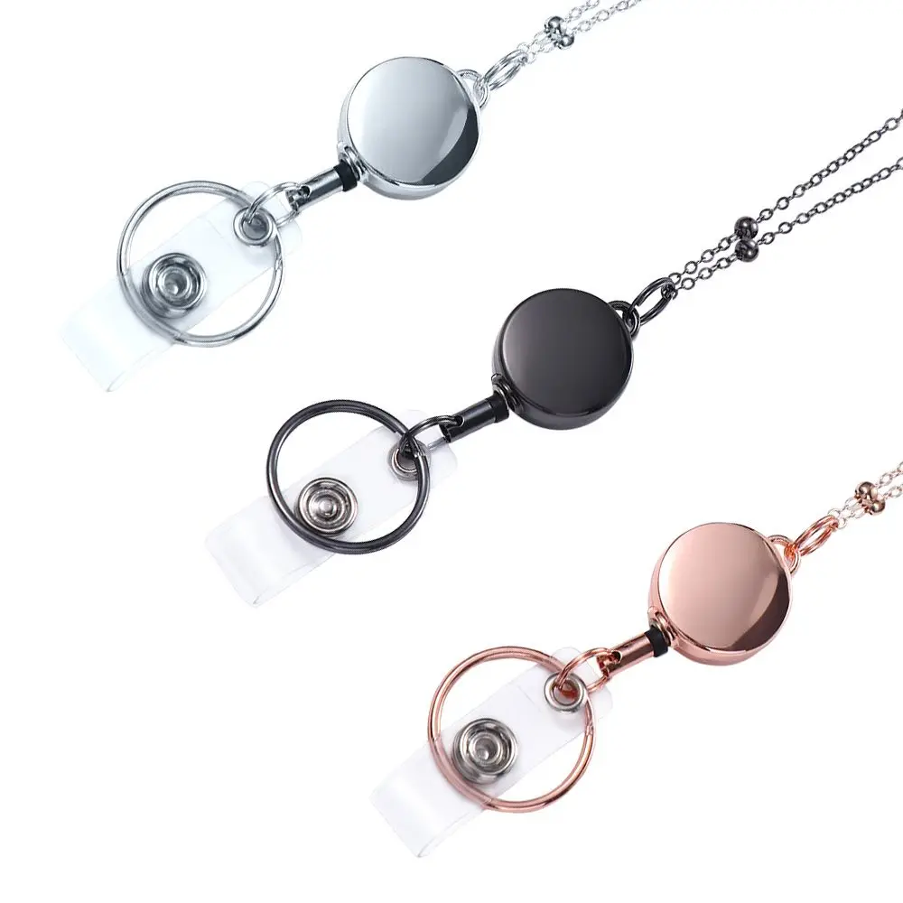 

Office Supplies Name Card Keychain DIY Beaded Lanyard Retractable Badge Reel Lanyard Badge Holder Necklace with ID Card Holders