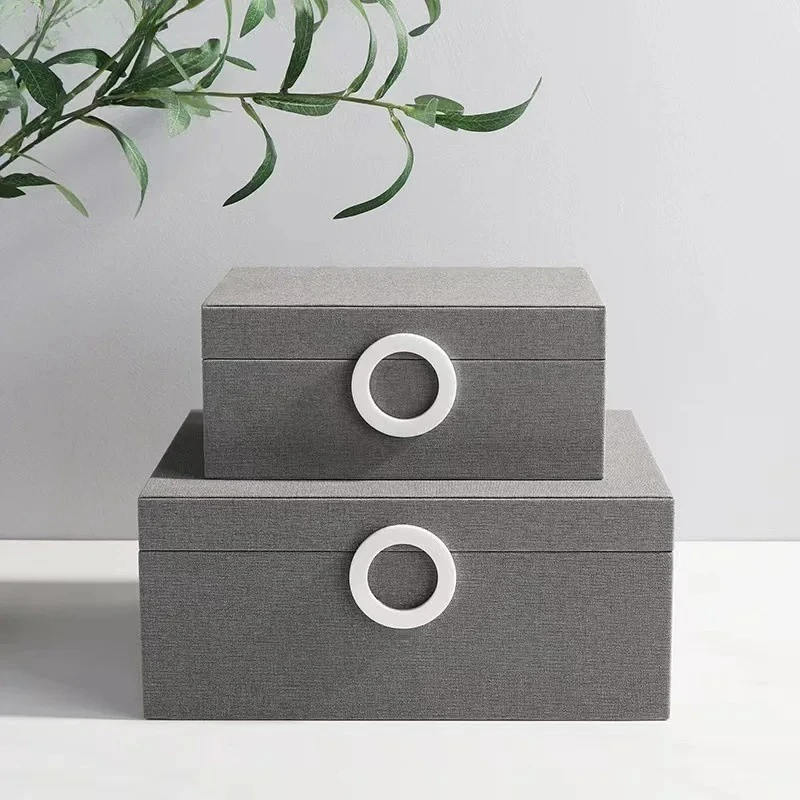 Minimalist Round Buckle Jewelry Boxes Leather Cosmetic Jar Dresser Table Desk Decoration Home Exquisite Jewelry Storage Jar
