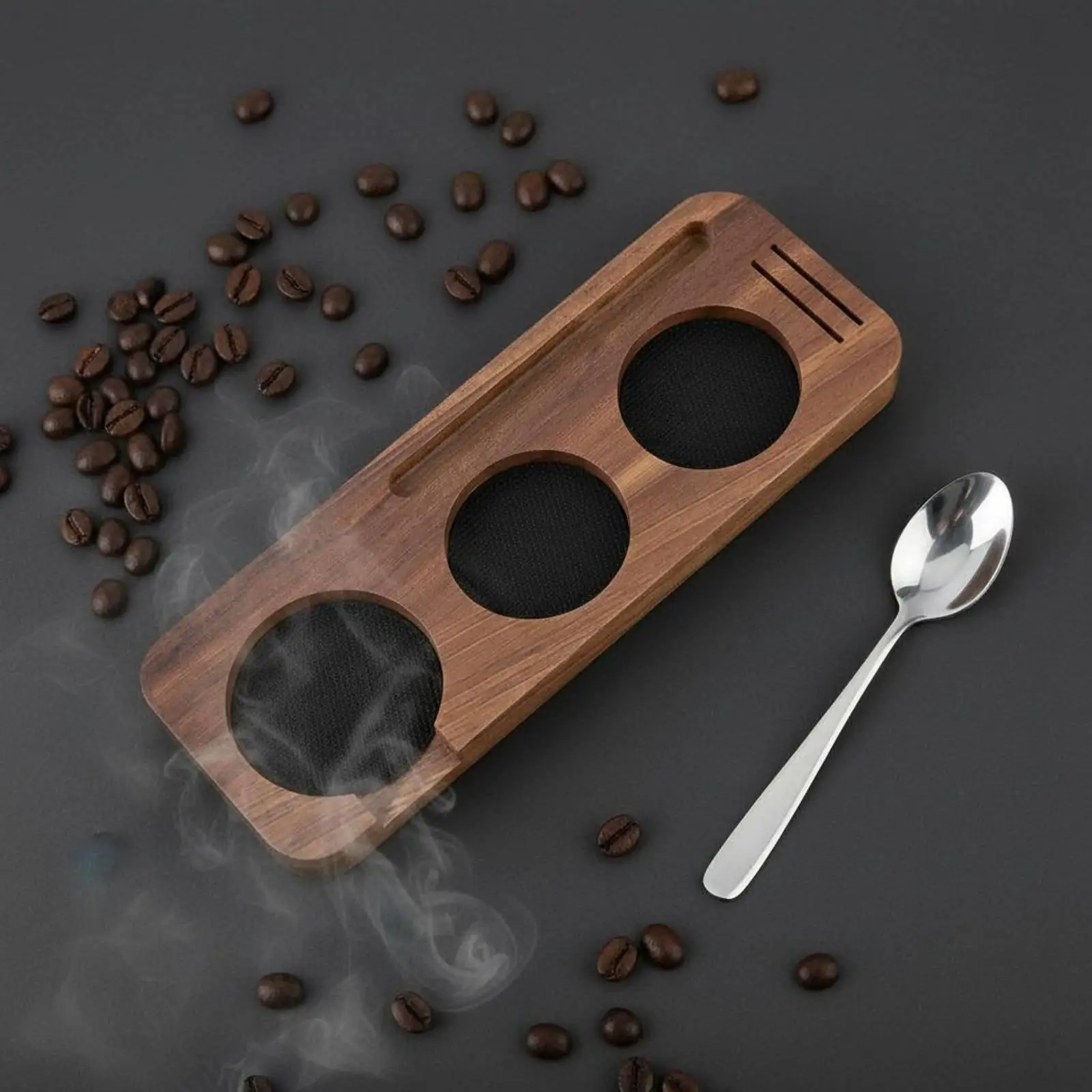 Solid Wood Coffee Tamper Stand Coffee Press Organizer Espresso Machine Shelf Multi Slot Coffee Corner Organizer for Kitchen