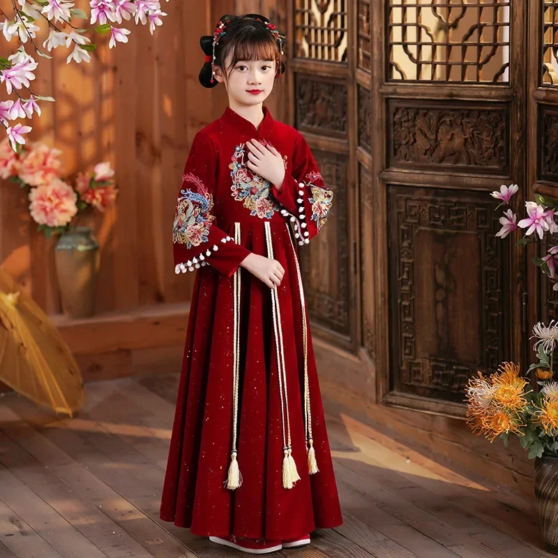 Fee Hanfu Cosplay Mädchen Festival Traditionelle Chinesische Neujahr Kleidung Hanfu Kleid Kinder Rot Bühnenkostüm