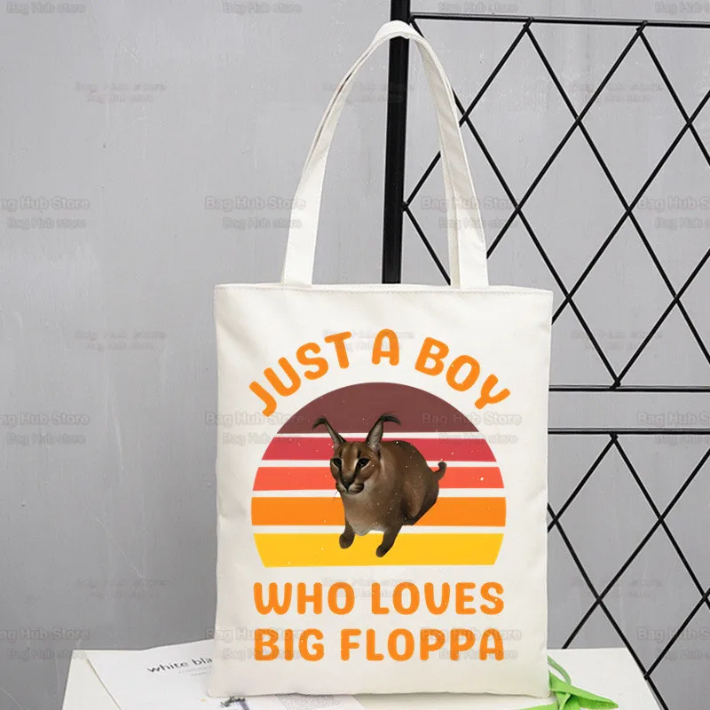 The Floppa Shopper Bags Shopping Bag Tote Bag Shoulder Bag Caracal Cat Zabloing Canvas Bags Large Capacity College Handbag