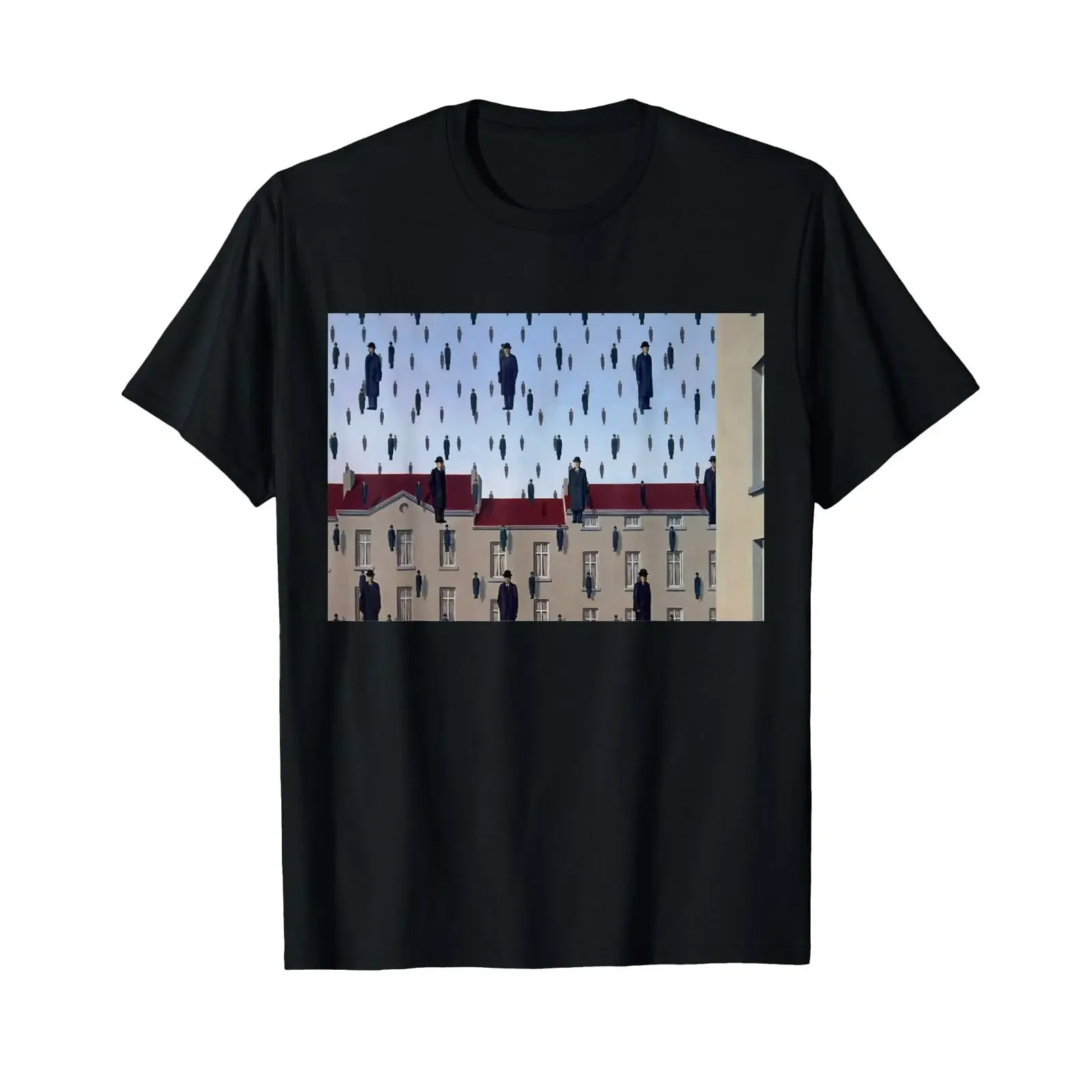 Golconda Famous Painting By Magritte T Shirt vintage Washed Versatile Soft graphic Slightly Stylish homme Breathable streetwear