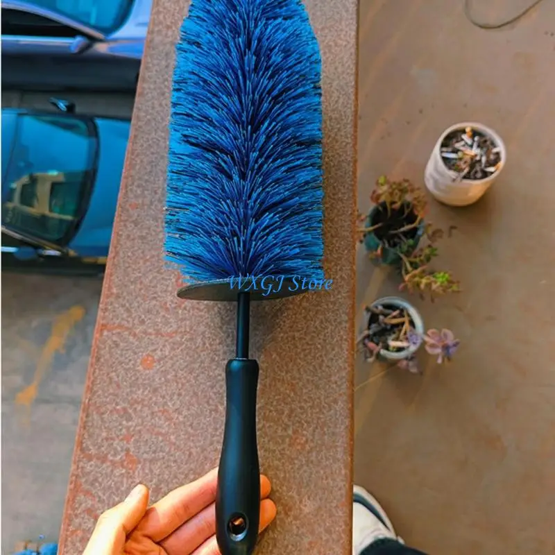 37JE Long Tire Rims Brush With Two Tone Design For Vehicle Detailing Washing Enhanced Visibility During Cleaning Process