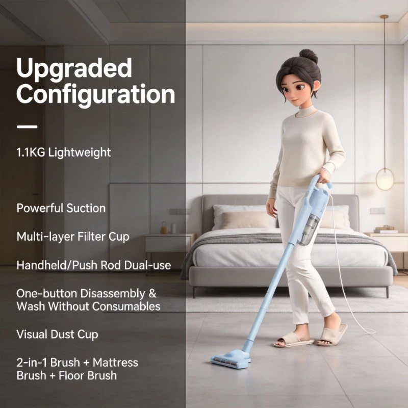 

High Power Handheld Vacuum Cleaner, Low Noise High Suction Mini Vacuum for Carpet Sofa Pet Hair Cleaning