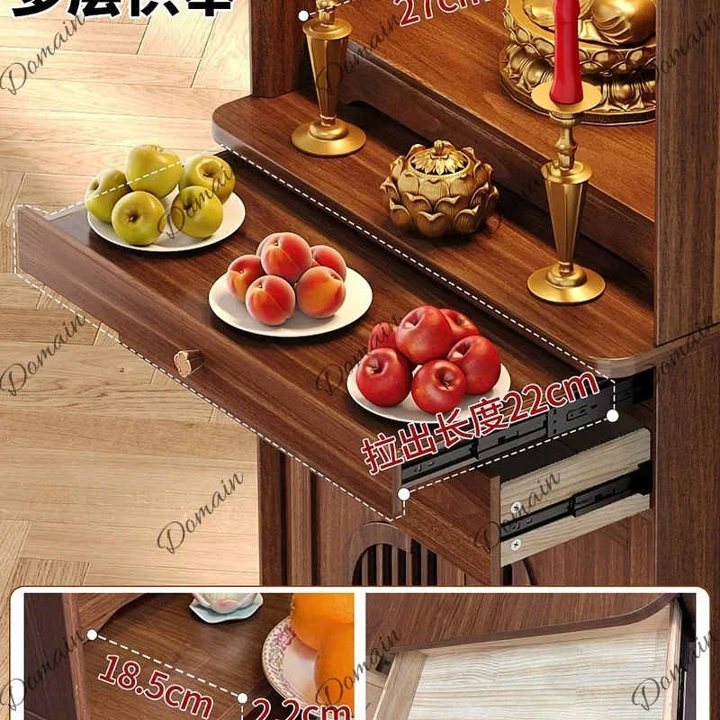 QA Modern Small Buddhist Altar Cabinet with Storage, Luxurious Feng Shui Shrine Table for Home Worship