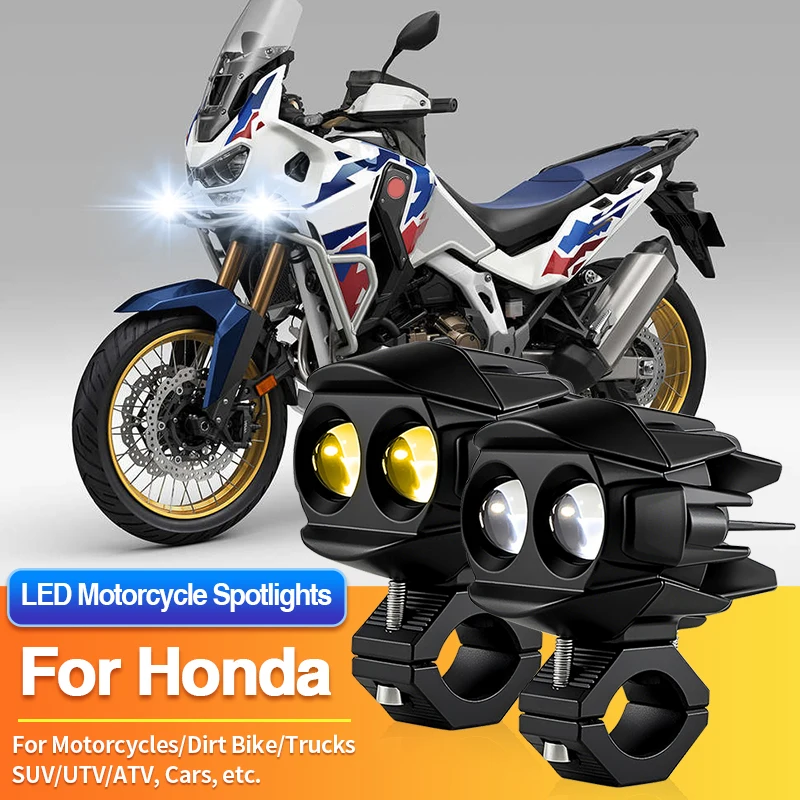 

1 Set LED Universal Motorcycles Headlight 2 Color Fog Light UTV ATV for Honda ADV150/CB190R/CB250/CB300R/CB500F/CB650R/CB1000R