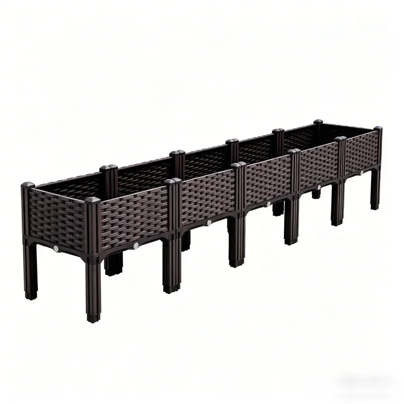 

5-Tier Elevated Garden Bed 200x40x37cm Large Plastic Raised Planter Box for Vegetables Flowers Herbs - Outdoor Indoor Balcony P
