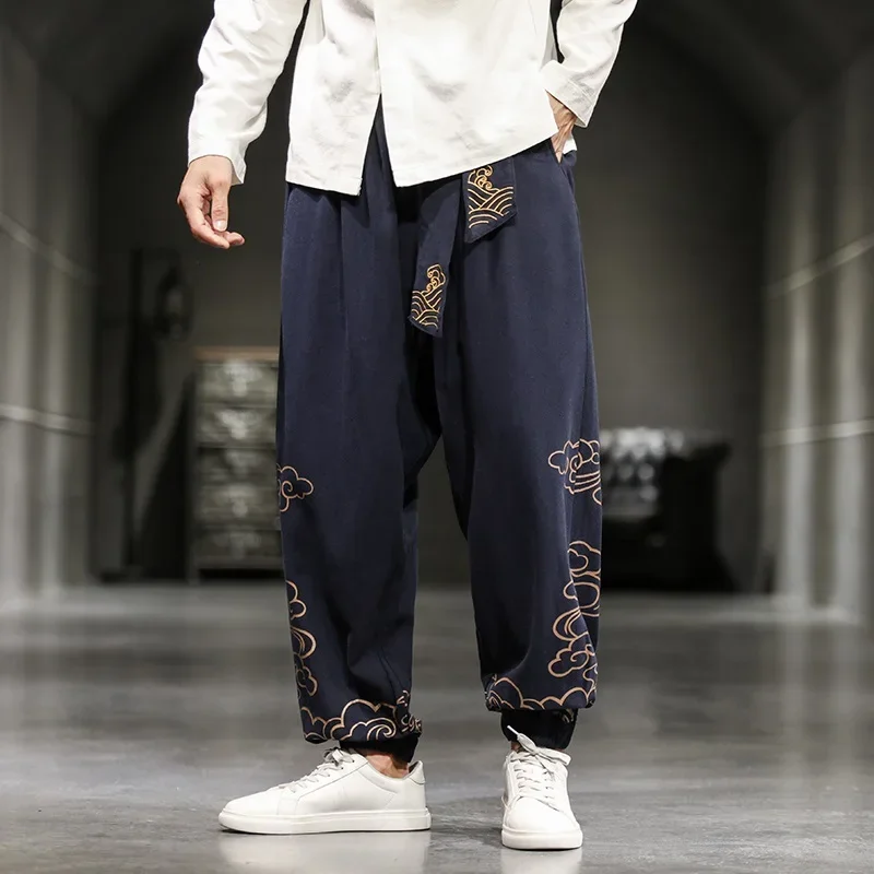 Chinese Style Retro Print Pants Men Clothing Autumn Fashion Clothes Loose Casual Chinese Pants Man Plus Size Harem Pants 11989