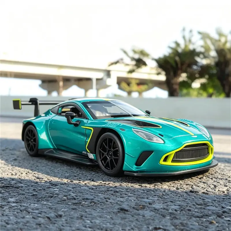 Modèle de voiture de sport Aston Martin Vantage GT3 en alliage 1:24, véhicules de course sur circuit en métal, modèle de voiture avec simulation de son et de lumière