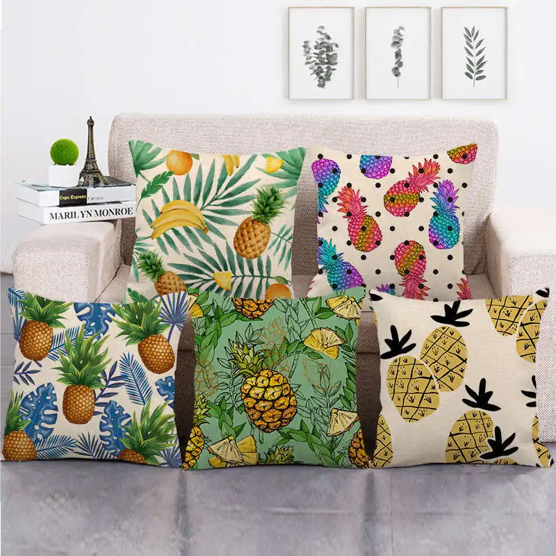 

Summer Pineapple Pillows Case Tropical Fruit Pillowcases for Pillows Decorative Cushions for Elegant Sofa Bed Pillow Cover 45x45