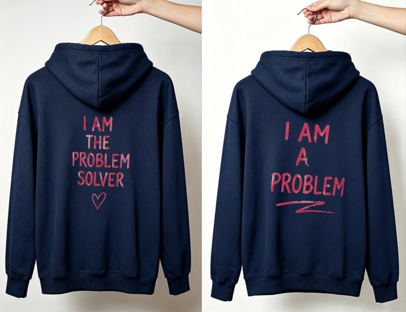 Sarcastic Matching Couple Hoodies Funny Phrase “I Am A Problem / Problem Solver” Hooded Pullover Sweatshirt Casual Matching Tops