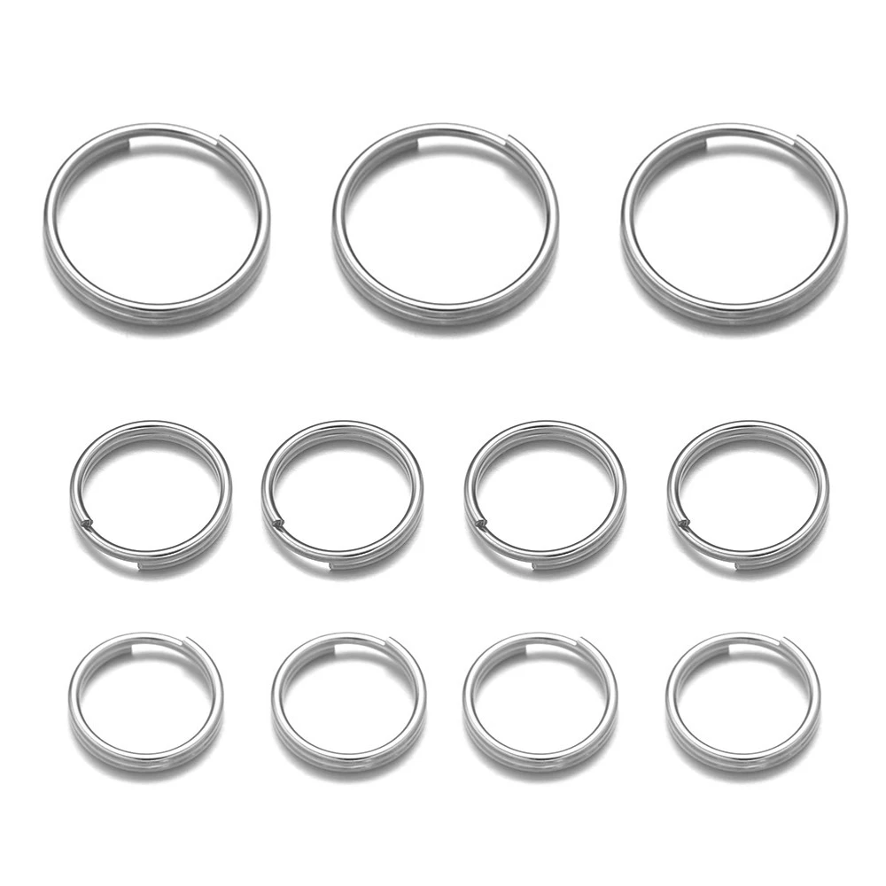 100Pcs 6/6/7/8/10/12/15mm Stainless Steel Key Holder Open Jump Rings Double Loops Circle Connector DIY Jewelry Making Wholesal