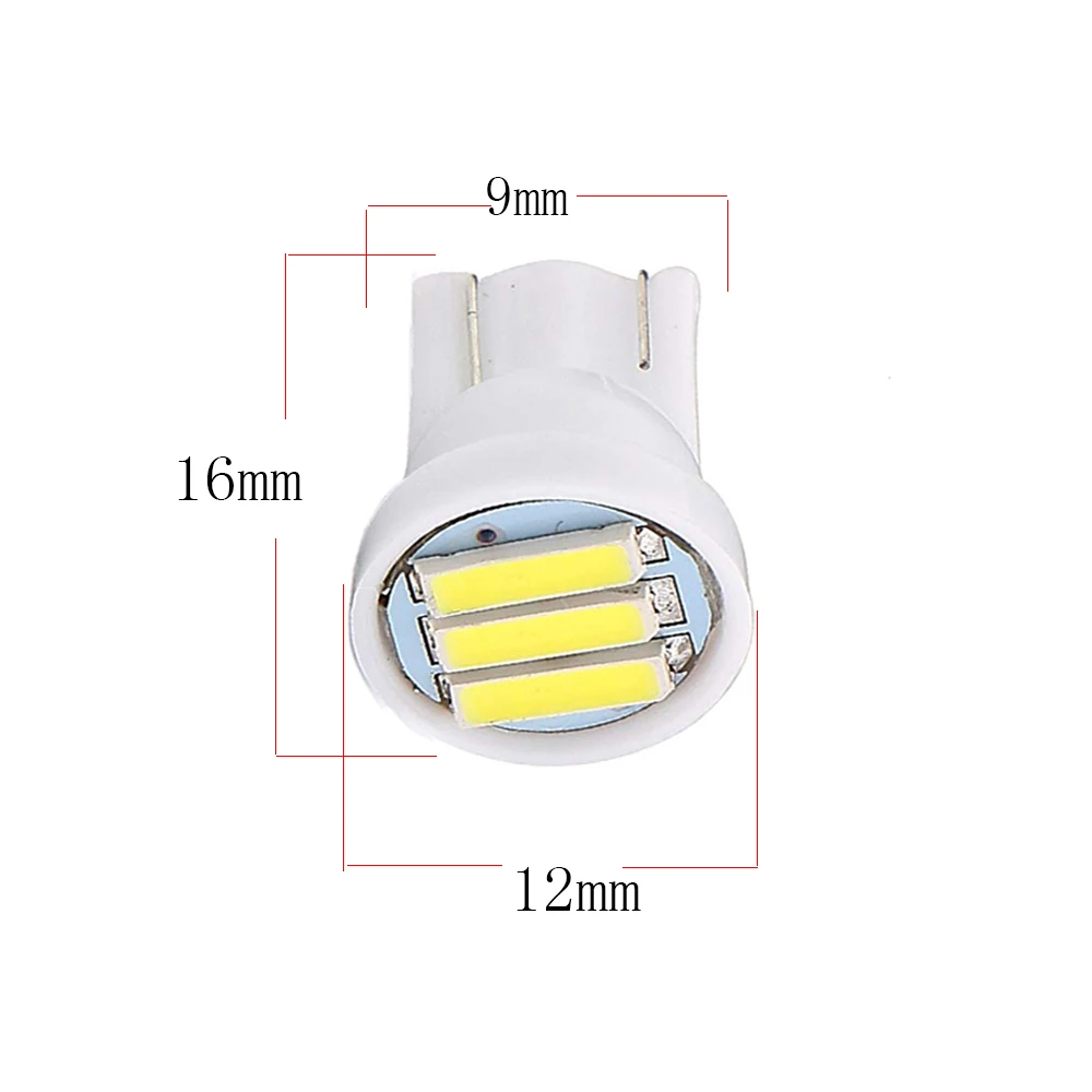 

20PCS T10 3 SMD 7020 LED 1.5W W5W LED Wedge License Plate Light Car Light Source 12V White Blue