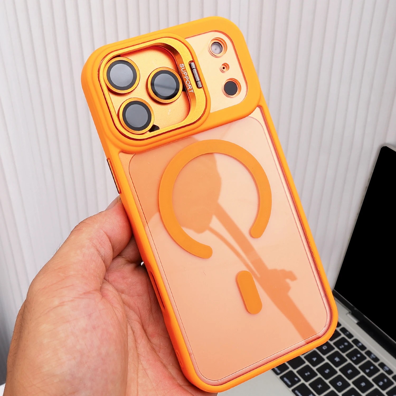 Magnetyczne etui na iPhone 17 Pro Max 17Air z podstawką, osłoną obiektywu aparatu, bezprzewodowym ładowaniem, odporne na wstrząsy, bumper na iPhone 17