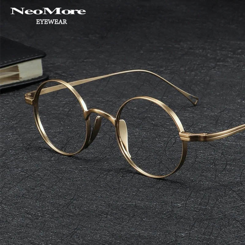 

Japanese Handmade Round Retro Eyeglass Frame Customized Progressive Prescription Glasses Pure Titanium Mens Prescription Glasses