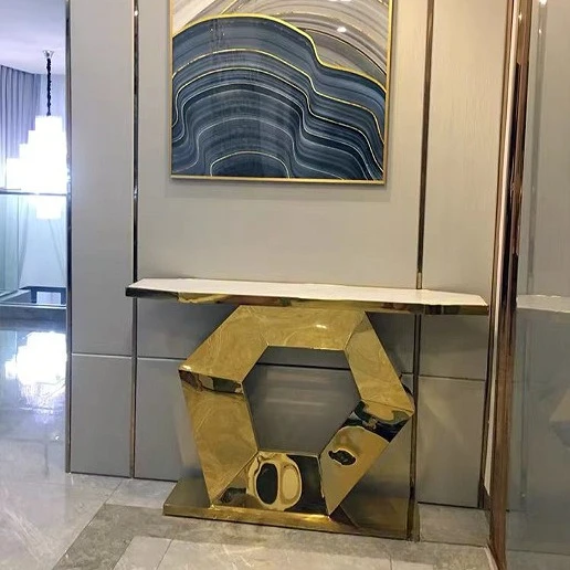 Light luxury marble entrance foyer foyer aisle against the wall entrance table