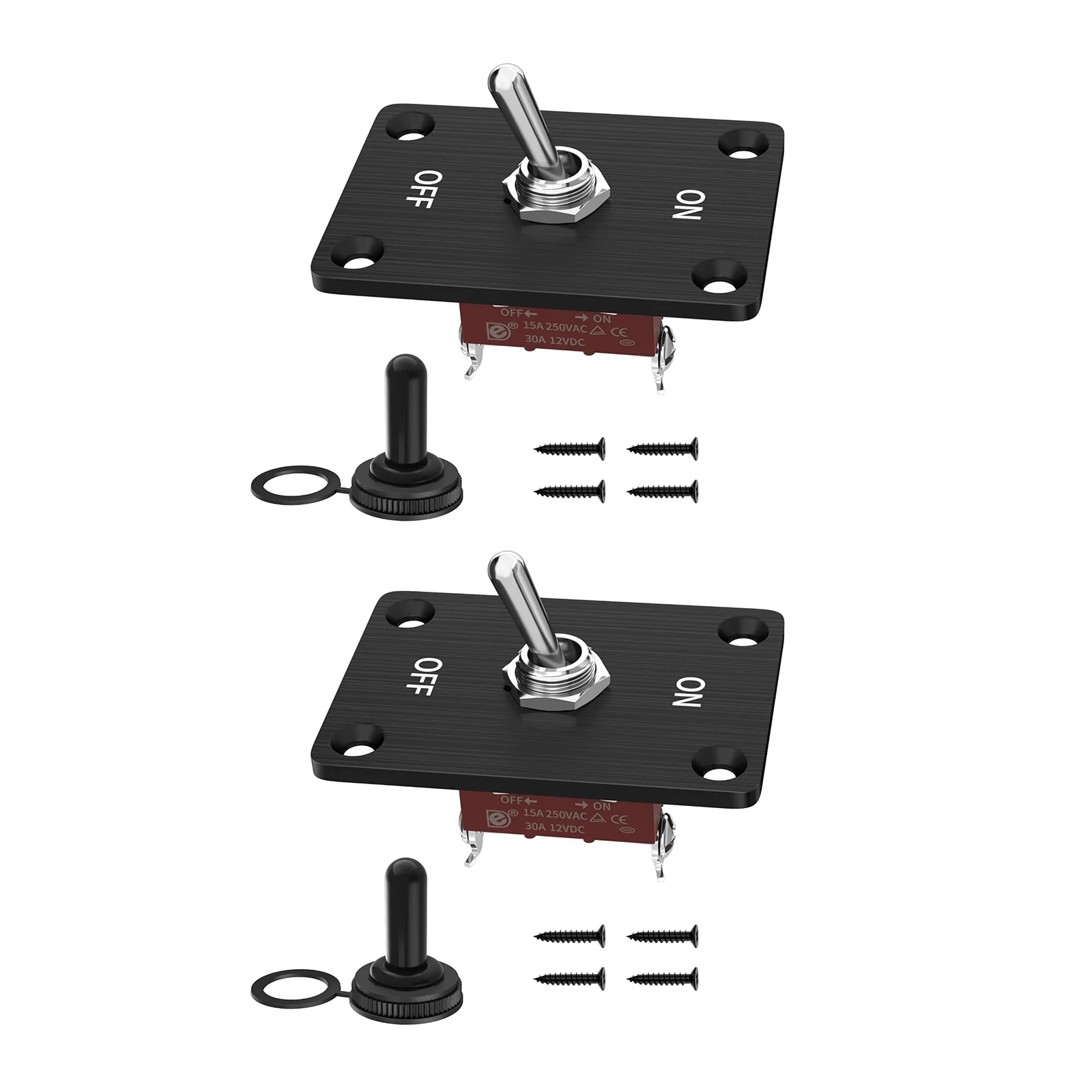 2Pcs/lot Heavy Duty Toggle Switch, 12V DC 30A 2 Pin SPST On/Off Waterproof Toggle Switch with Mounting Panel For Car RV Marine