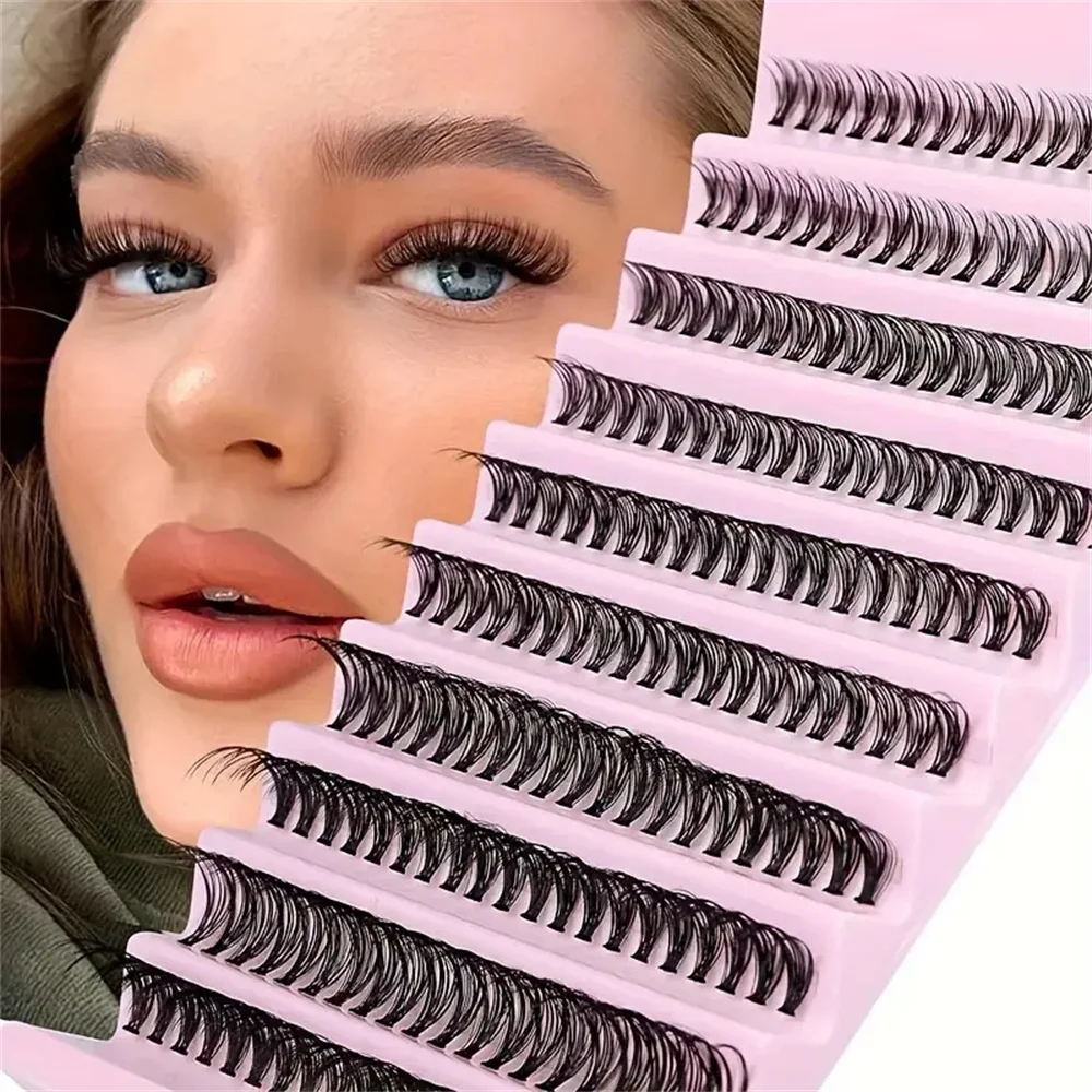 200개입 가볍고 풍성한 속눈썹 연장 키트, C/D 컬, 8-16mm, 내추럴 & 코스프레 스타일, 간편한 DIY & 재사용 가능, 가정용으로 완벽