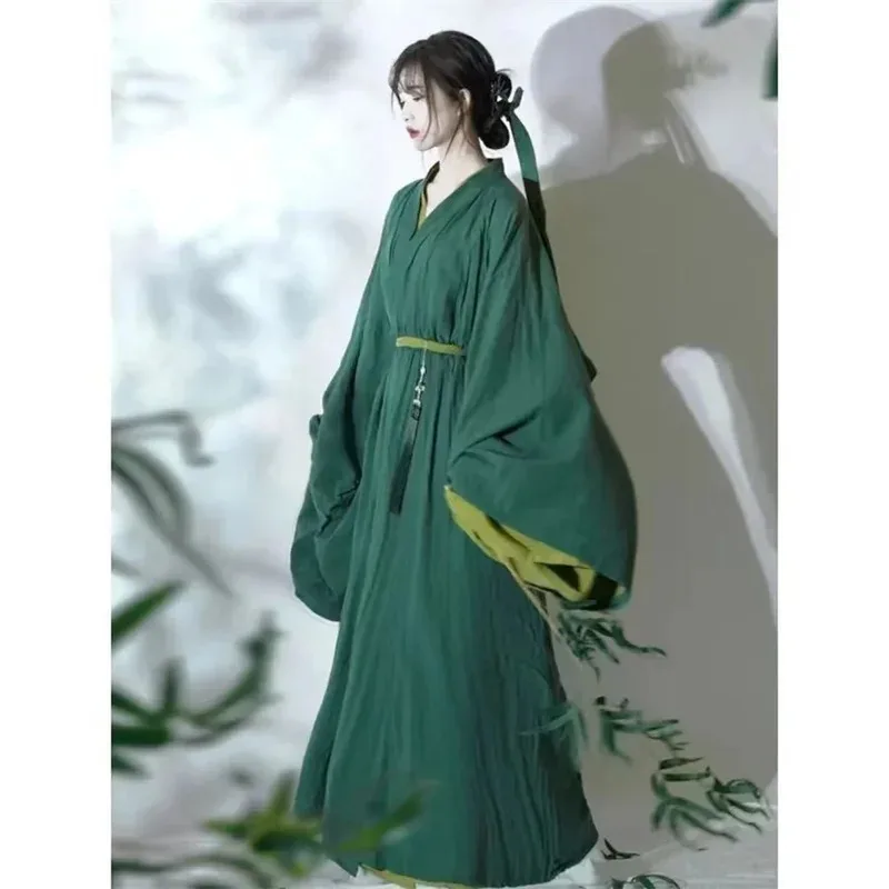Vestido Hanfu chino antiguo para mujer, disfraz de Hada de Carnaval de Halloween, vestido de gasa verde, traje Tang Hanfu de talla grande