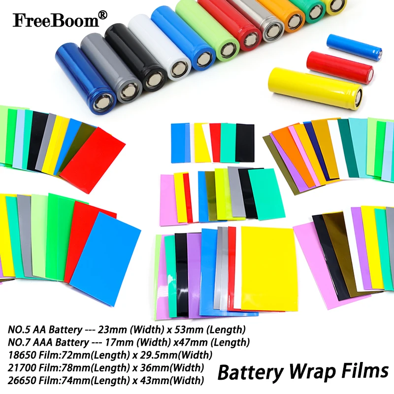 PVC Heat Shrink Tube 18650/21700/26650/No.5/No.7 Battery Wrap Waterproof Insulated Shrinkable Wire Sleeve Wrap Battery Film