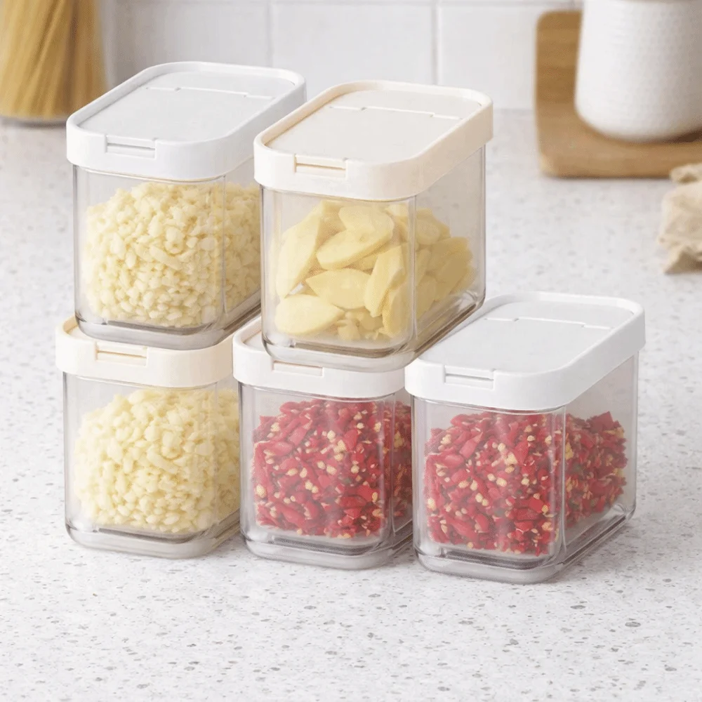 

Practical Plastic Scallion Storage Box Sealed Draining Food Storage Box Dust-proof Space Saving Condiment Storage Container Home