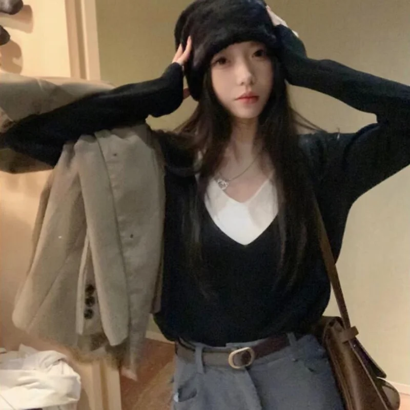 

Весенне-осенний кавайный модный свитер с героями мультфильмов для отдыха, женская одежда, топы, студенческий трикотаж, верхняя одежда с длинными рукавами, новый стиль