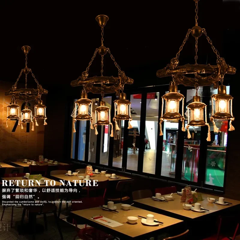 Chinese style retro resin chandeliers bars restaurants tea houses American style antique wooden chandeliers free shipping