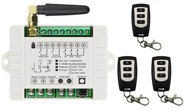 433Mhz RF AC 110V 220V  Electric Door/Curtain/Shutters Limit Wireless Radio Remote Control Switch For Forward and Reverse Motors