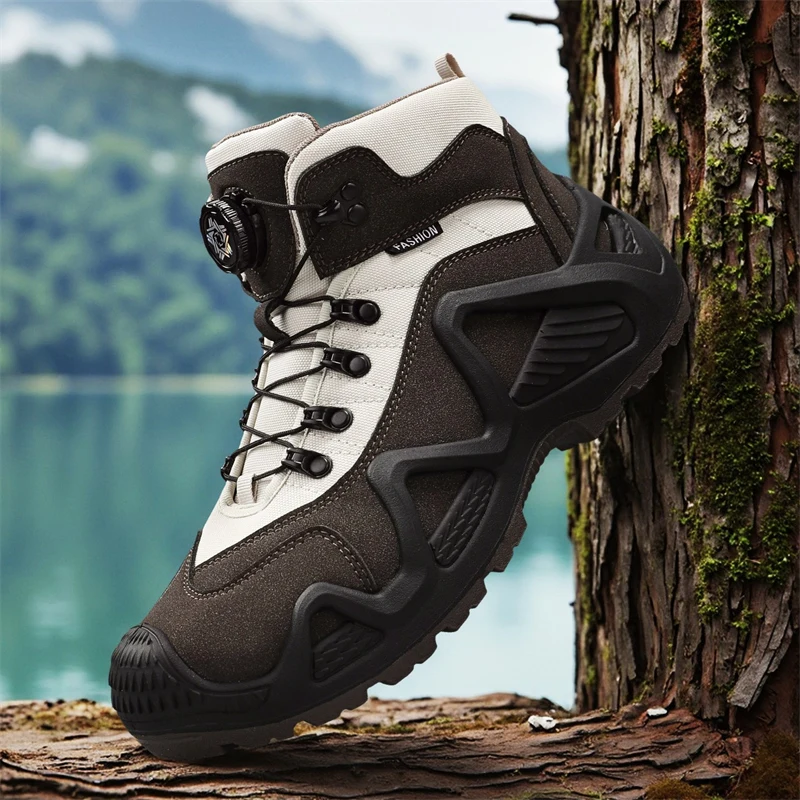 

Men Outdoor Hiking Tactical Boots with Straps for Combat Training Waterproof Straps Breathable Multifunctional Motorcycle Shoes