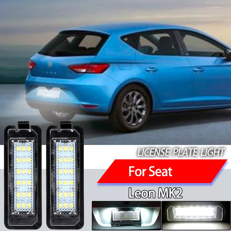 2pcs Canbus Error Free Car LED Number License Plate Lights For Seat Leon MK2 1P1 2005 2006 2007 2008 2009 2010 2011 2012 White
