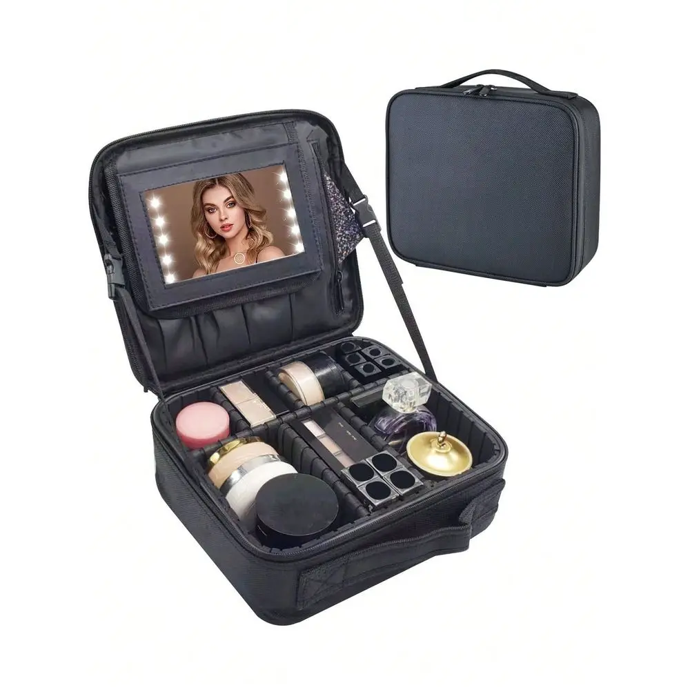 

Профессиональный косметический кейс для женщин с вышивкой, коробка для хранения принадлежностей для маникюра и макияжа с зеркалом, сумка для хранения косметики и кистей