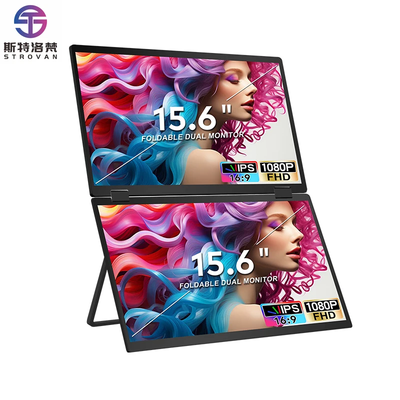 Double 15.6 Inch Stacked Lcd Screen Foldable & Portable Triple  Extender for Laptop Pc Computer