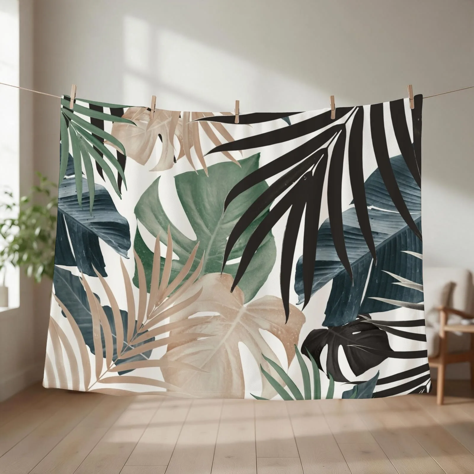 Tropical Jungle Leaves Pattern #13 (Fall Colors) #tropical #decor #art Throw Blanket