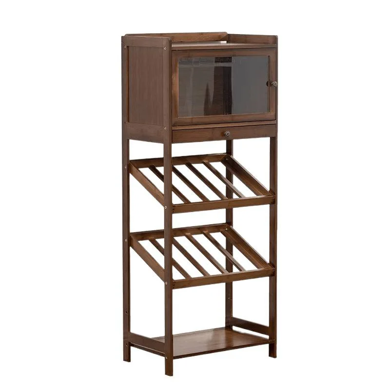 

Vertical wine cabinet rack against the wall Household small apartment Living room red display rack glass