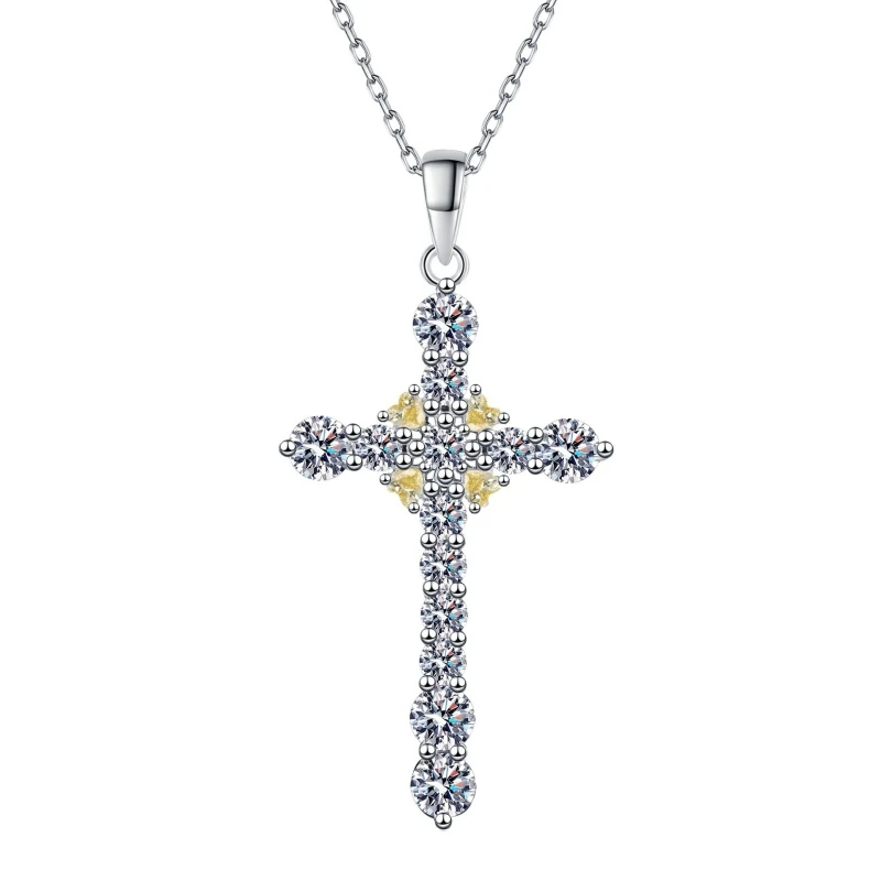 Girl Birthday Gift 18K White Gold Valentine's Day Necklaces 1.22CT Moissanite Diamond Women PT950 Family Color-Contrast Pendant 5